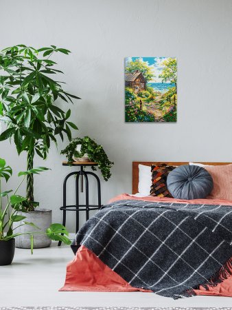 Кристальная (алмазная) мозаика ФРЕЯ на подрамнике "Домик у моря" 50 х 40 см ALPD-296