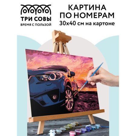 Картина по номерам на картоне ТРИ СОВЫ "Дрифт на закате" 30 x 40 см, краски, кисть RE-КК_44055