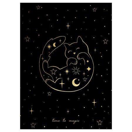 Блокнот А5 50л. MESHU "Black Cat" на отрывной склейке, матовая ламинация, тиснение фольгой RE-MS_54387