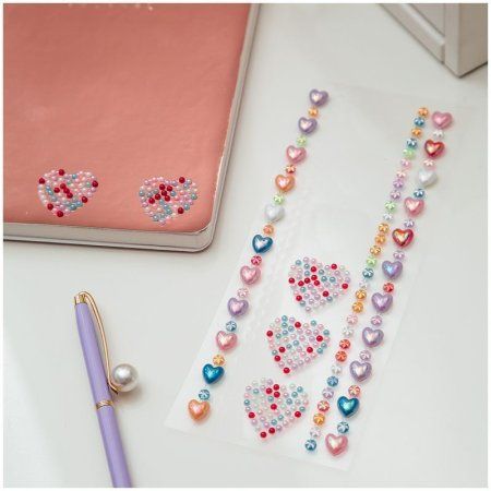 Наклейки акриловые MESHU "Bright hearts" 25 x 7.8 см, стразы, 426 накл, инд. уп., европодвес RE-MS_36664