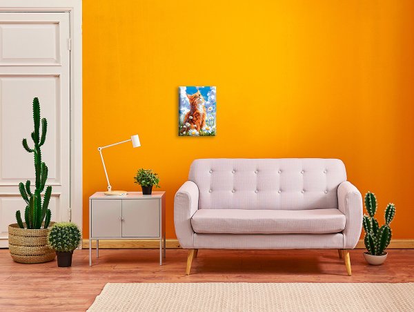 Набор для раскрашивания по номерам (холст на подрамнике) ФРЕЯ 40 х 30 см "Котик в ромашках" PNB/PM-393