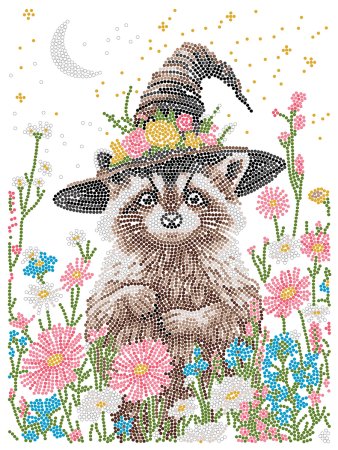Кристальная (алмазная) мозаика ФРЕЯ на подрамнике "Енот в цветах" 30 х 40 см ALPD-316