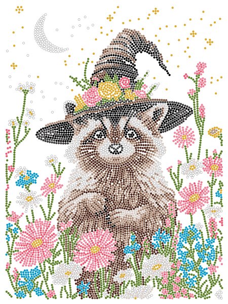 Кристальная (алмазная) мозаика ФРЕЯ на подрамнике "Енот в цветах" 30 х 40 см ALPD-316