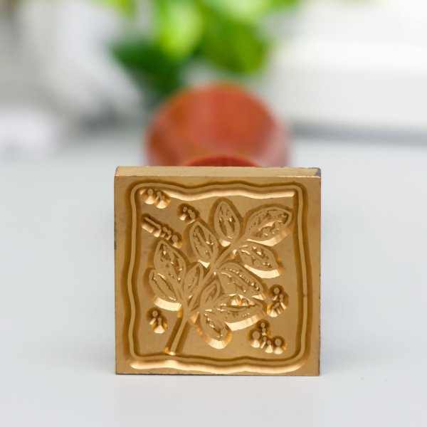 Печать для сургуча с деревянной ручкой "Веточка с листьями" 9 х 2.5 х 2.5 см SIM-5278920