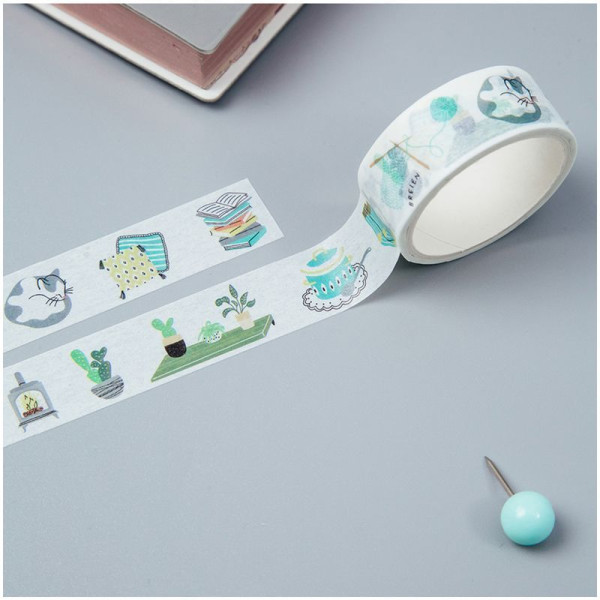 Клейкая лента декоративная MESHU "Cozy" 1.5 см x 3 м RE-MS_36865