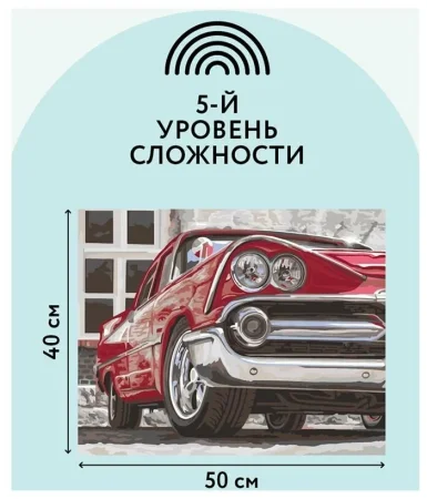 Картина по номерам на холсте ТРИ СОВЫ "Красная машина" 40 x 50 см с акриловыми красками и кистями RE-КХ_44186