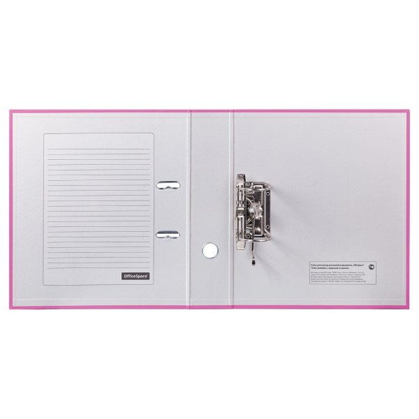 Папка-регистратор A4 OfficeSpace 70 мм, бумвинил, с карманом на корешке, розовая RE-289635