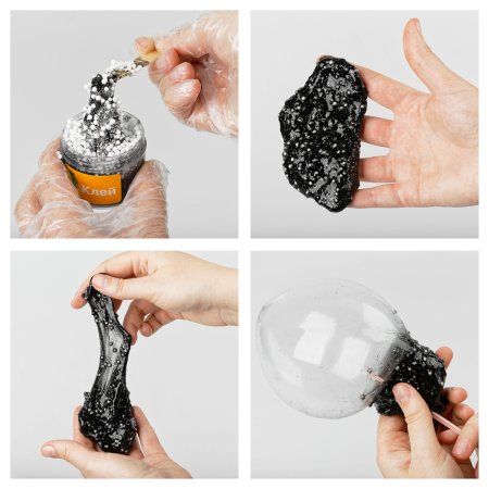 Набор для создания слайма ТРИ СОВЫ Slime party "Dark Girl" черный, наполнение - шарики и блестки, аромат кола, картонная коробка RE-557