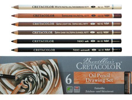Набор масляных карандашей CRETACOLOR Oil Pencils 6 шт, мет.пенал CR40007