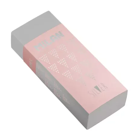 Ластик прямоугольный MILAN "320" Silver 61 x 23 x 12 мм, карт.держатель, ассорти ML-CPM320SL