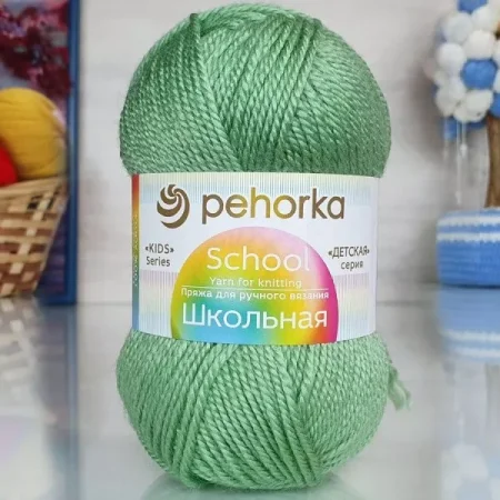 Пряжа Пехорская ПТ "Школьная" 100% акрил 1 х 50 г 150 м №009 зел.яблоко PEH-SHKOL-009
