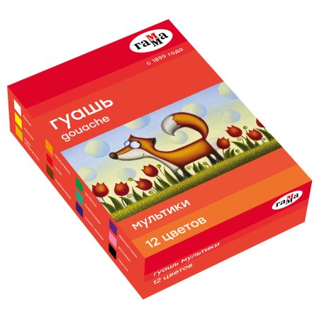 Гуашь ГАММА "Мультики" 12 цв 20 мл картон. упаковка RE-221032