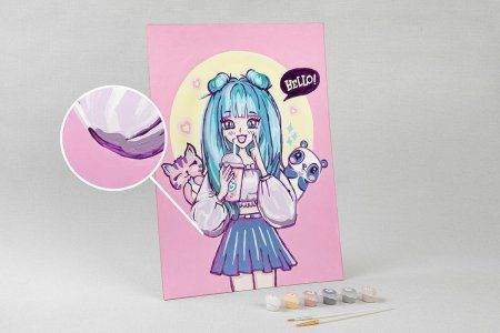 Набор для раскрашивания по номерам (на картоне) ФРЕЯ 40 х 30 см "Девочка в стиле аниме" PKZ/PM-030