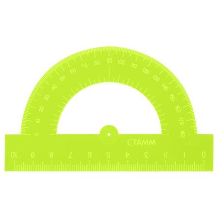 Транспортир 10 см 180° СТАММ пластиковый, отливная шкала, прозрачный, неоновые цвета, ассорти RE-ТР21 Транспортир 10 см 180° СТАММ пластиковый, отливная шкала, прозрачный, неоновые цвета, ассорти RE-ТР21