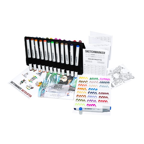 Набор маркеров SKETCHMARKER Basic 4 24 шт базовые оттенки + сумка органайзер MP24bas4