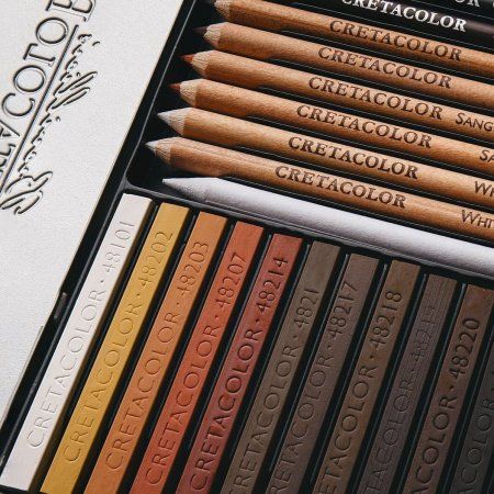 Набор для эскизов CRETACOLOR Creativo 27 предметов, мет.пенал CR40031 Набор для эскизов CRETACOLOR Creativo 27 предметов, мет.пенал CR40031