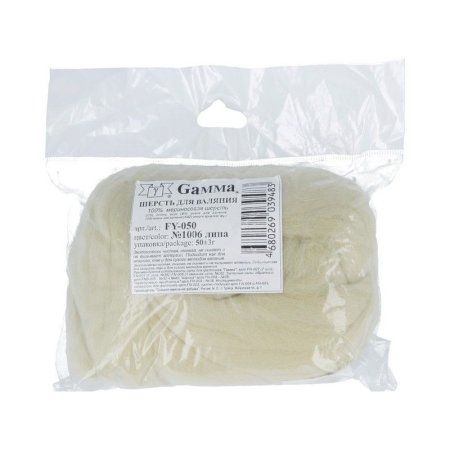Шерсть для валяния GAMMA 100% мериносовая шерсть 50 г липа FY-050-1006 Шерсть для валяния GAMMA 100% мериносовая шерсть 50 г липа FY-050-1006