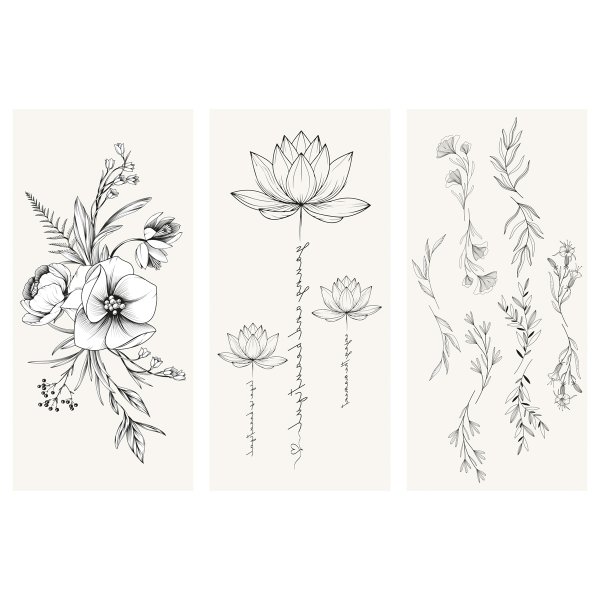 Наклейка-тату MESHU "Flowers" 9 x 19 см, инд. уп., европодвес RE-MS_65531