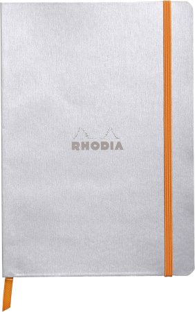 Блокнот RHODIARAMA Softcover A5 90 г/м2 80 л, в линию, на резинке, серебро RH-117401C