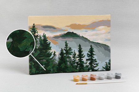 Набор для раскрашивания по номерам (холст на подрамнике) ФРЕЯ 30 х 20 см "Туманные холмы" PNB/PS-096