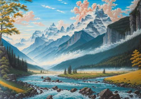 Пазл 2000 элементов ФРЕЯ "Горный пейзаж с рекой" PZL-2000/42