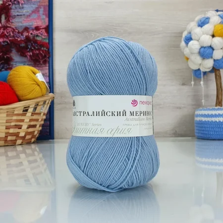 Пряжа Пехорская ПТ "Австралийский меринос" 95% мериносовая шерсть, 5% акрил 1 х 100 г 400 ± 24 м №195 незабудка PEH-AM-195