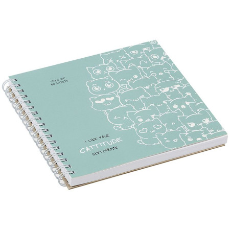 Скетчбук 60л. 150 x 150 мм MESHU "Cat wave" 120 г/м2, на гребне, выб. лак, soft-touch RE-MS_44867