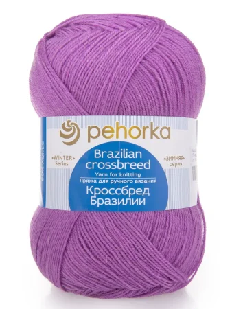 Пряжа Пехорская ПТ "Кроссбред Бразилии" 50% мериносовая шерсть, 50% акрил 1 х 100 г 500 ± 29 м №179 фиалка PEH-KRO-179