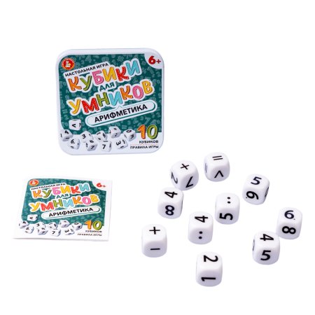 Настольная игра: "Кубики для Умников. Арифметика" в жестяной коробочке KOR-04611