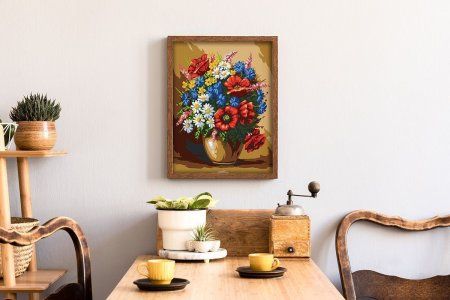 Набор для раскрашивания по номерам (холст на подрамнике) ФРЕЯ 40 х 30 см "Деревенский букет" PNB/PM-123