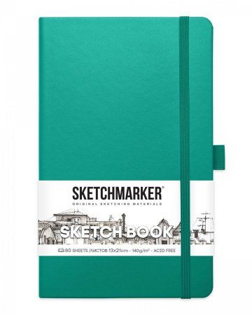 Блокнот для зарисовок SKETCHMARKER 140 г/м2 13 x 21 см 80 л, твердая обложка, Изумрудный MP2314603SM