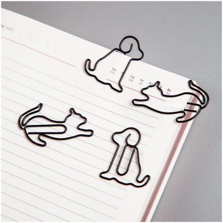 Скрепки фигурные 19 мм MESHU "Cat&Dog" 4 шт пакет с европодвесом RE-MS_41593
