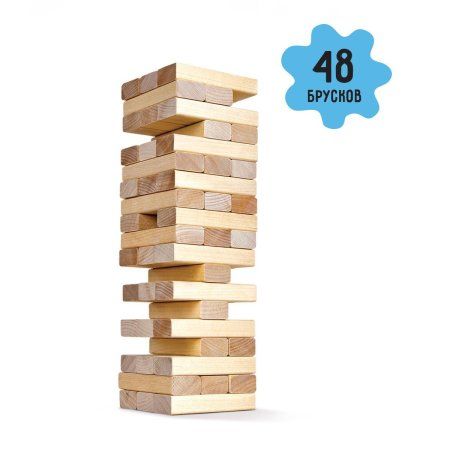 Настольная игра: ТРИ СОВЫ "Башня классическая" 48 неокраш. дерев. блоков, с уголком RE-НИ_53573