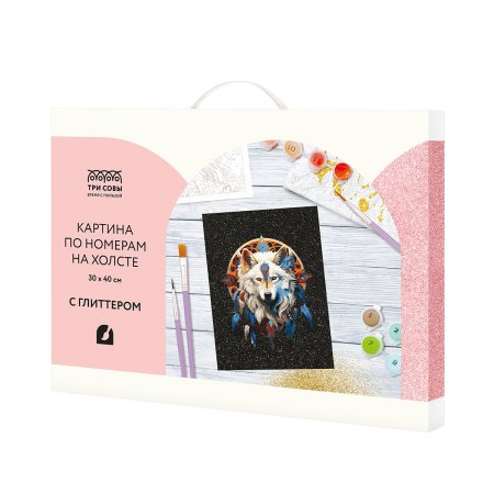 Картина по номерам на холсте с глиттером ТРИ СОВЫ "Ловец снов" 30 x 40 см с акриловыми красками и кистями RE-КХг3040_57051