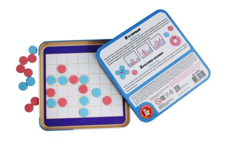 Магнитная игра "Кто первый. Крестики нолики" в жестяной коробке KOR-04301