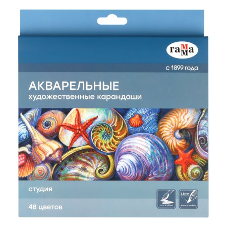 Карандаши акварельные художественные ГАММА "Студия" 48 цв заточен, картон.упаковка RE-110822_48