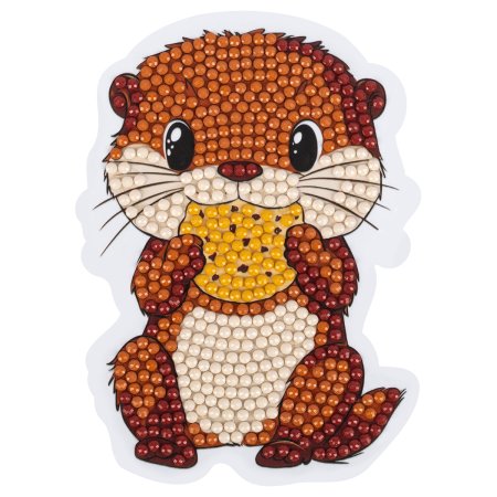 Кристальная (алмазная) мозаика ФРЕЯ магнит "Выдра с печенькой" 8 х 11 см ALVM-127