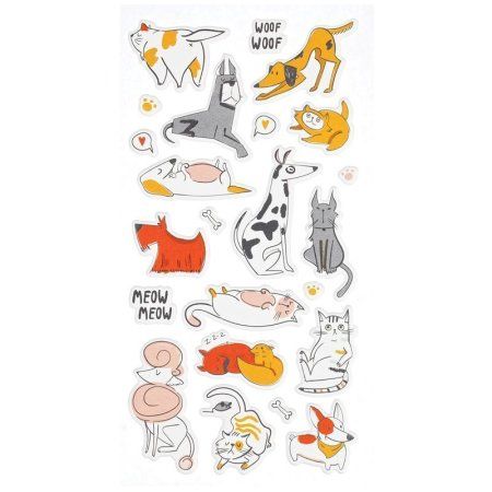 Наклейки объемные MESHU "Meow&Woof" 10 x 24 см, 23 накл, инд. уп., европодвес RE-MS_36945