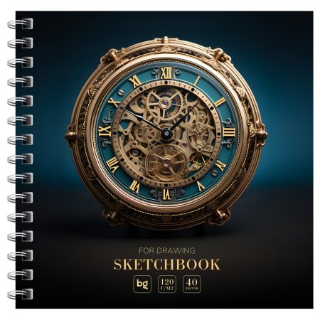 Скетчбук 40л. 170 x 170 мм BG "Steampunk.Time" 120 г/м2, глянцевая ламинация, фольга, на гребне RE-Скв40гр_58080