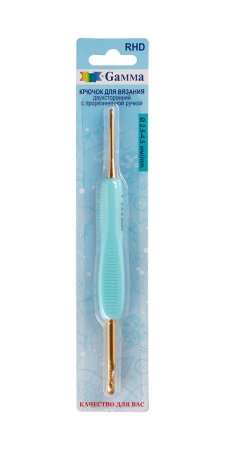 Крючок двухсторонний с прорезиненной ручкой GAMMA алюминий d 2.5 - 4.5 мм 13.5 см в блистере RHD-25-45