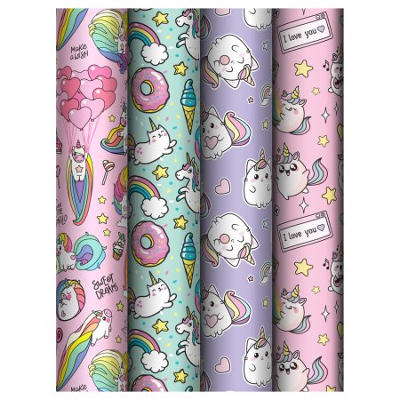 Упаковочная бумага глянцевая MESHU "Unicorn" 1л. 70 x 100 см 80 г/м2, ассорти, 1 шт RE-MS_62805