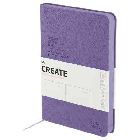 Ежедневник недатированный A5 136л. BG "Create. Purple" кожзам, твердый переплет, фиолетовый, цветной срез RE-DuA5_61248