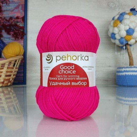 Пряжа Пехорская ПТ "Удачный выбор" 100% акрил 1 х 100 г 200 м №084 малиновый мусс PEH-UDV-084