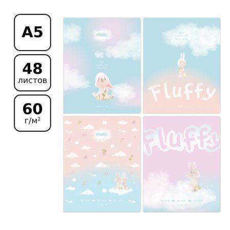 Тетрадь 48л. A5 клетка BG "Fluffy" матовая ламинация RE-Т5ск48_лм 11065