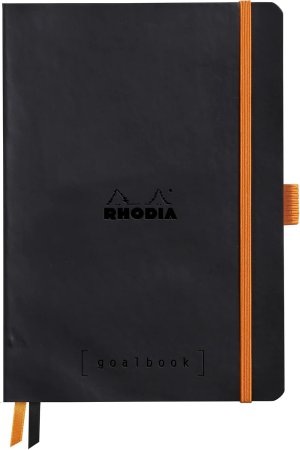 Блокнот RHODIA Goalbook A5 90 г/м2 120 л, в клетку, мягк.обл., на резинке, черный RH-117762C