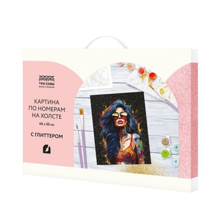 Картина по номерам на холсте с глиттером ТРИ СОВЫ "Драйв" 40 x 50 см с акриловыми красками и кистями RE-КХг4050_57066