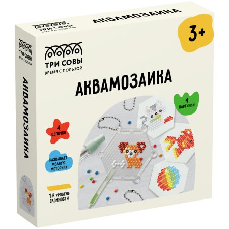 Аквамозаика ТРИ СОВЫ "Домашние питомцы" 12 x 12 см набор инструментов, трафареты, картонная коробка RE-AQB_54277
