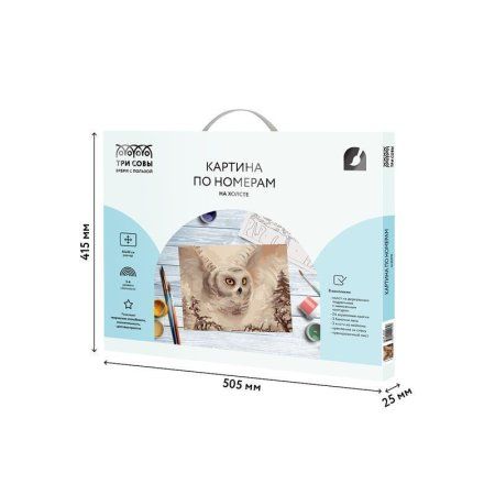 Картина по номерам на холсте ТРИ СОВЫ "Полярная сова" 40 x 50 см, краски, кисть RE-КХ_44165