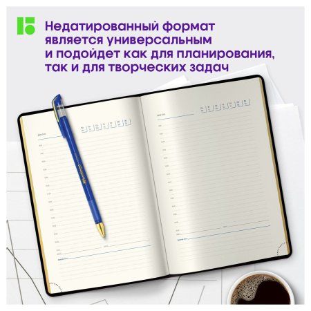 Ежедневник недатированный A5 160л. Berlingo "xGold" кожзам, зол. срез, черный RE-UD0_81505