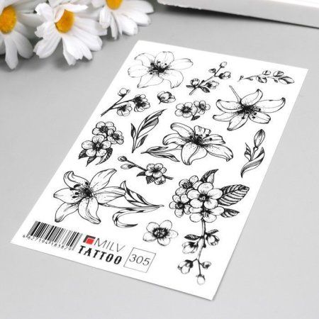 Татуировка на тело "Цветочки" 10 x 15 см SIM-7025978